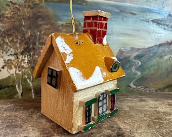 Charming | Wooden | Block | Cottage | Christmas Tree | Ornament | Handmade | House
