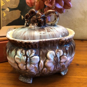 Belgian | Pottery |Drip Glaze | Porcelain | Covered | Floral | Dish