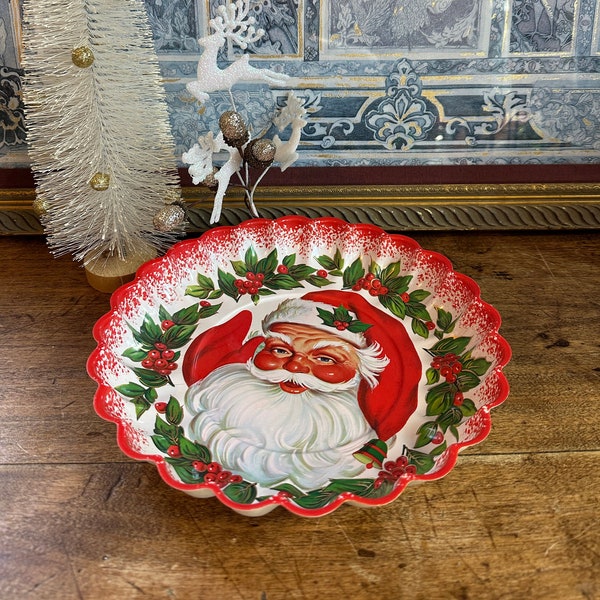 Vintage | Molded Plastic | Santa Claus | Serving Tray | Cookies for Santa | Hostess Gift | Cookie Exchange | Christmas | Treat Tray | Gift