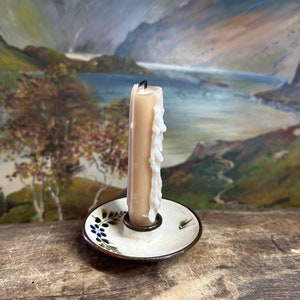 Earthenware | Pottery | Candlestick Holder | Ring Dish | Hand-painted | Floral Butterfly | Ken Edwards Style