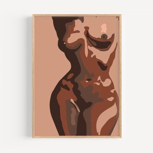 Black Art, African Wall Art, Black Woman Art, Black Art Print, Female Body Art, Female Portrait, Boho Art, Minimal Art, Modern Art, Tan