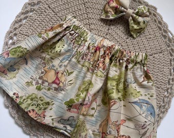 Winnie the Pooh Birthday Skirt Outfit – Toddler Girl Birthday Outfit – Pooh Bear Party Dress – Cake Smash Outfit