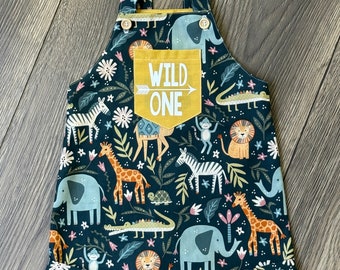 Wild One Birthday Overall  , Safari Jungle Zoo Animal Birthday, Wild Birthday Outfit, 1st Birthday Outfit, Modern Birthday