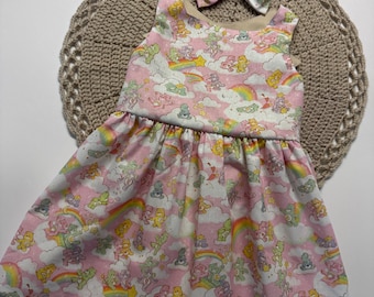 Care Bears Baby Dress, Rainbow Cloud Print, Birthday Outfit