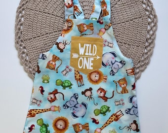 Wild One Birthday Overalls: Safari Jungle Animal Outfit