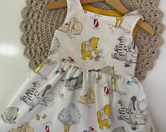 Winnie the Pooh Baby Girl Birthday Dress, Lightweight Cotton Outfit