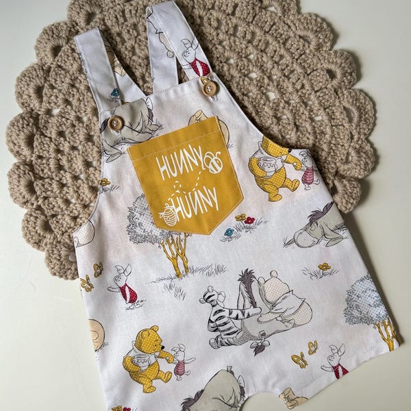 Winnie the Pooh Baby Overalls – First Birthday Cake Smash Outfit