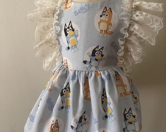 Bluey Character Dress – First Birthday, Cake Smash Outfit, Baby Girl Photo Prop