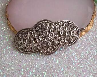 Vintage Floral Art Nouveau Style Sterling Silver Hair Slide, Hair Clip, Hair Barrette, Hair accessories, Gift