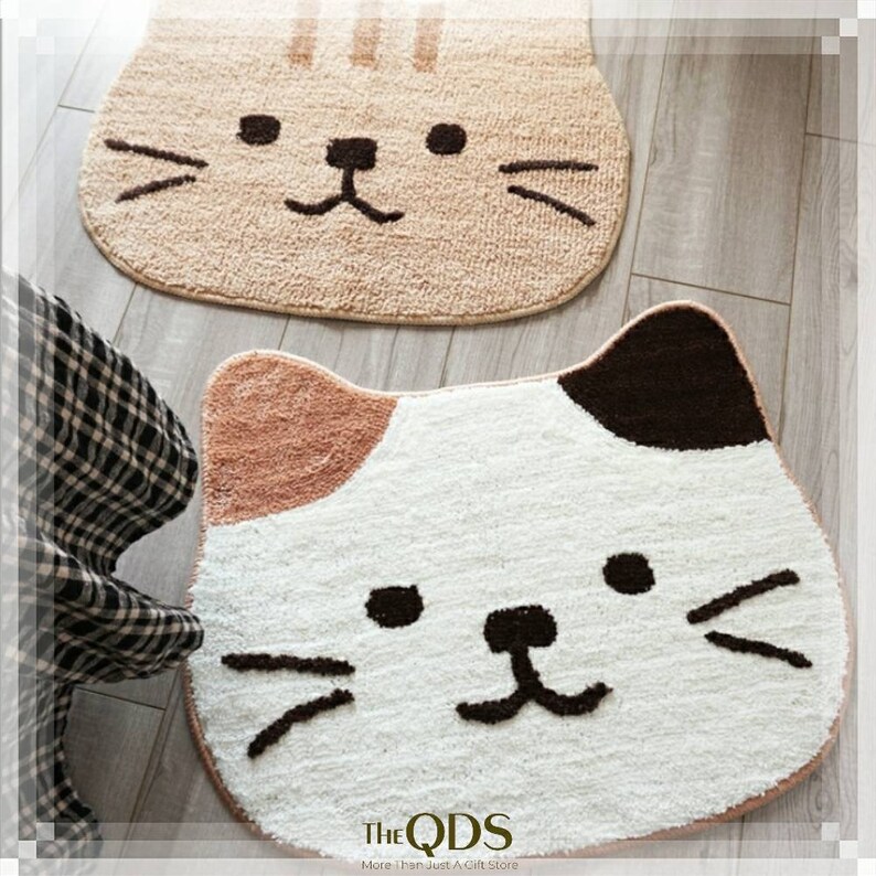 Birthday Cute Cat Kitten Doormat Rug Carpet Microfiber Absorbent Bathroom Mats Front Door Mat Carpet Floor Rug Cat Shape Lovely Home Decor