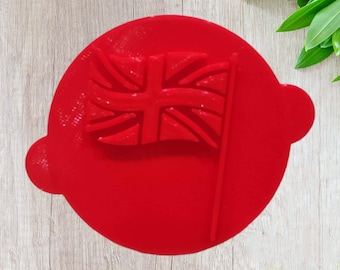 Union Jack Flag Cookie Embosser: Coronation Biscuit Stamp (3D Printed)