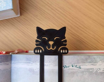 Black Cat Bookmark: 3D Printed Reader Gift