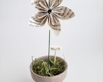 Potted Book Page Paper Flower - Starflower