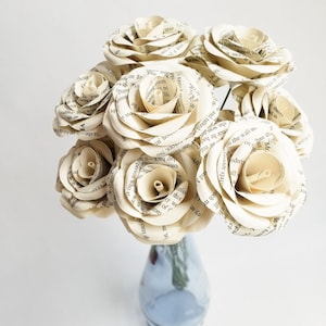 Book Page Paper Flower Bouquet - Roses