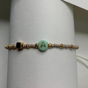 Letra inicial, pulseira de miçangas, minimalista, pulseira de amizade, pulseira minimalista