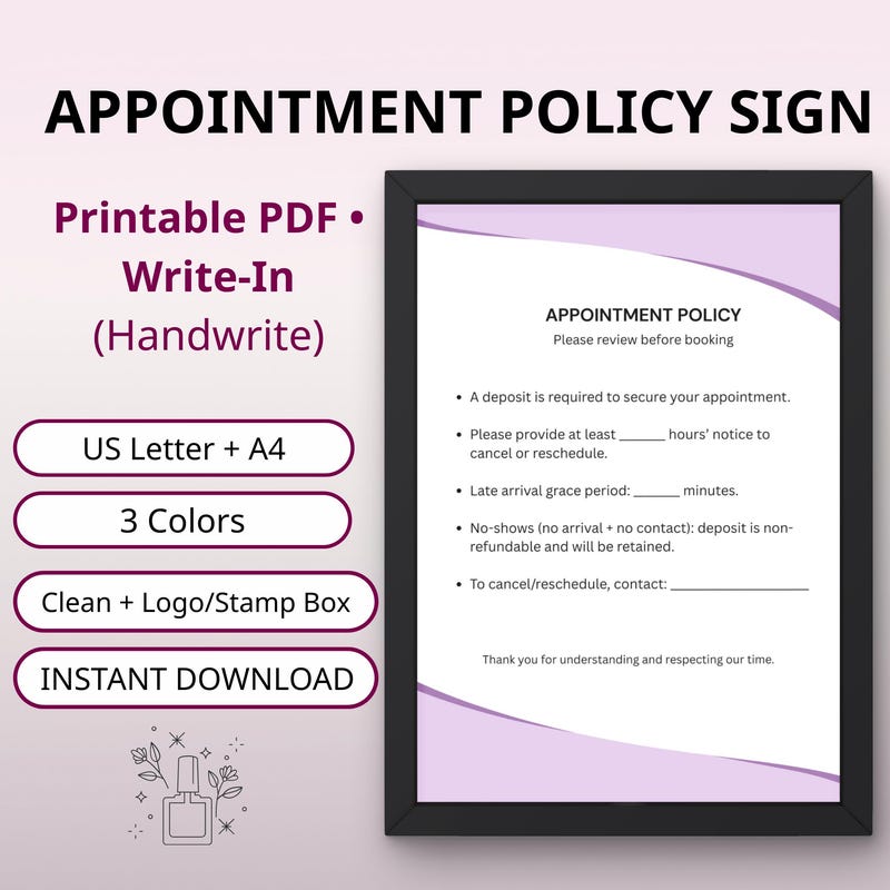 No Show or Cancellation Appointment Sign - Etsy