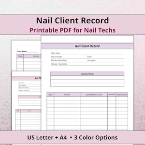Nagelklientloggbok för nageltekniker, tidsbokning, US Letter och A4