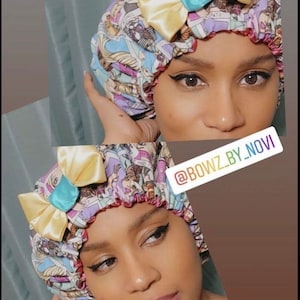 Teen/ adult  satin lined bonnets no slip