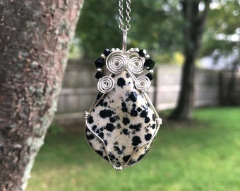 Dalmatian Jasper Wire-Wrapped Necklace