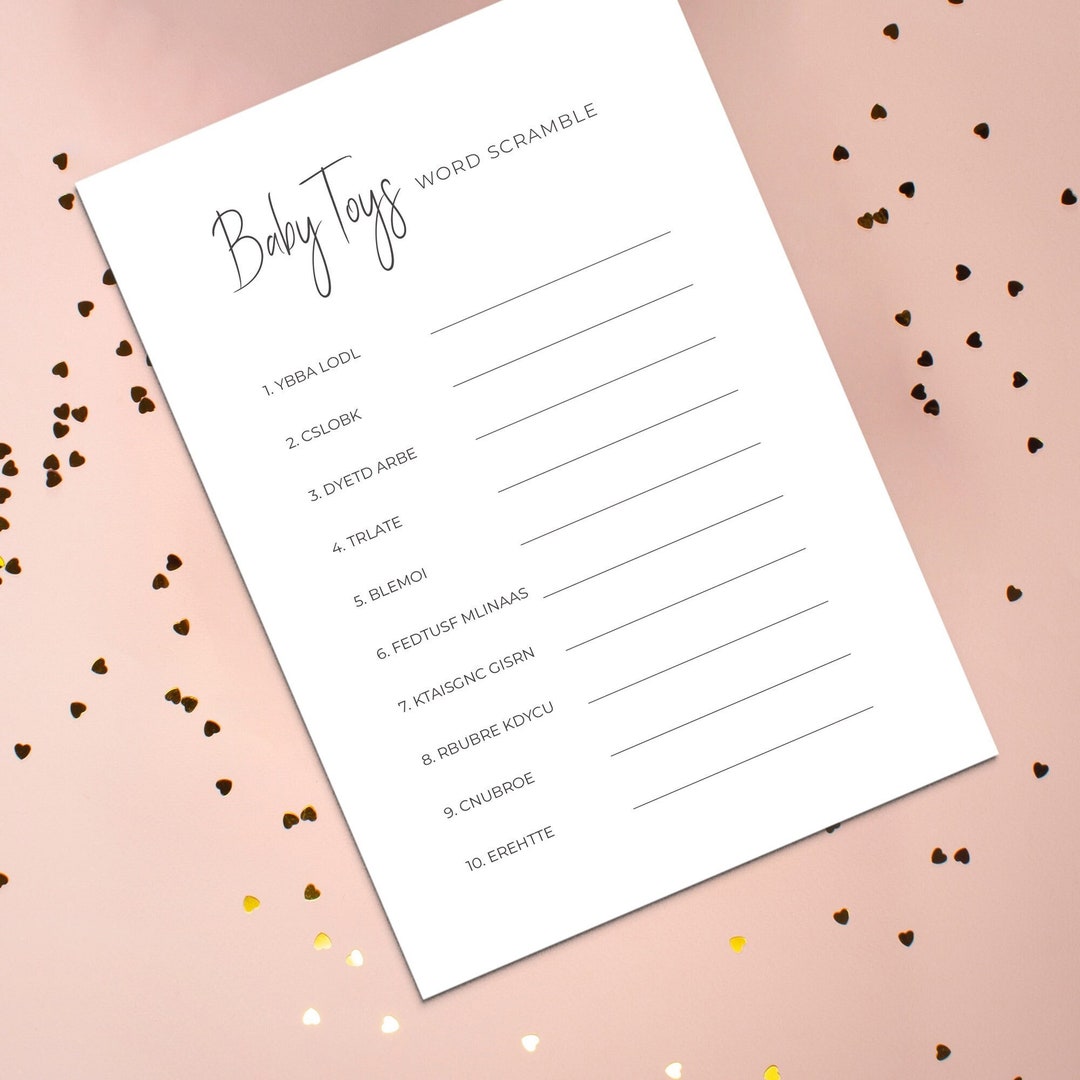 Baby Shower Word Scramble | Instant Download | 5.5x8.5 Inches ...