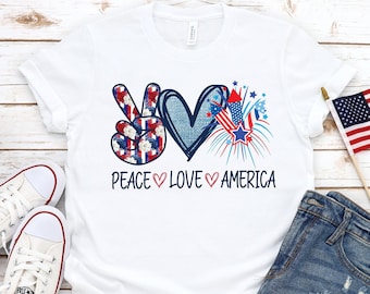 Peace love America Shirt,Freedom Shirt,Fourth Of July Shirt,Patriotic Shirt,Independence Day Shirts,Patriotic Family Shirts,Memorial Day