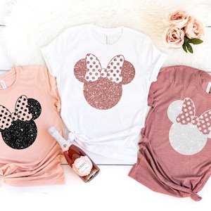 Minnie Ear shirt,Disney Shirt, Glitter Black, Minnie Shirt, Cute Ear Shirt, Disney Shirt for woman, Disney Ear Shirt,Matching Disney Shirts