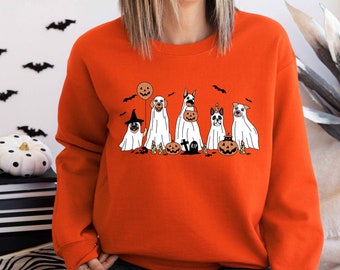 Halloween Dog Sweatshirt,Halloween Sweater,Ghost Sweatshirt,Halloween Ghost Sweatshirt,Halloween Ghost Dog Sweatshirt,Halloween Sweatshirt