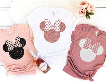 Minnie Ear shirt,Disney Shirt, Glitter Black, Minnie Shirt, Cute Ear Shirt, Disney Shirt for woman, Disney Ear Shirt,Matching Disney Shirts