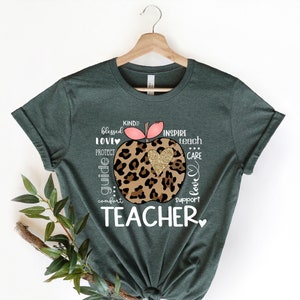 Teacher Apple Shirt,Leopard Teacher Shirt,Back To School Shirt,Rainbow Teacher Shirts,Teacher Appreciation Shirt,Teacher Gift Shirt