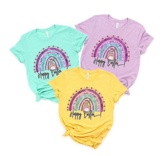 Happy Easter Rainbow Shirt,Happy Easter Shirt,Easter Rainbow Shirt,Easter Gift,Happy Easter Day,Cute Glittery Easter Tee,Easter Matching Tee