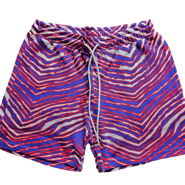 Mafia Buffalo Football Zubabez Adult Unisex Jogger Shorts 100% cotton cozy! Red white and blue striped vintage style