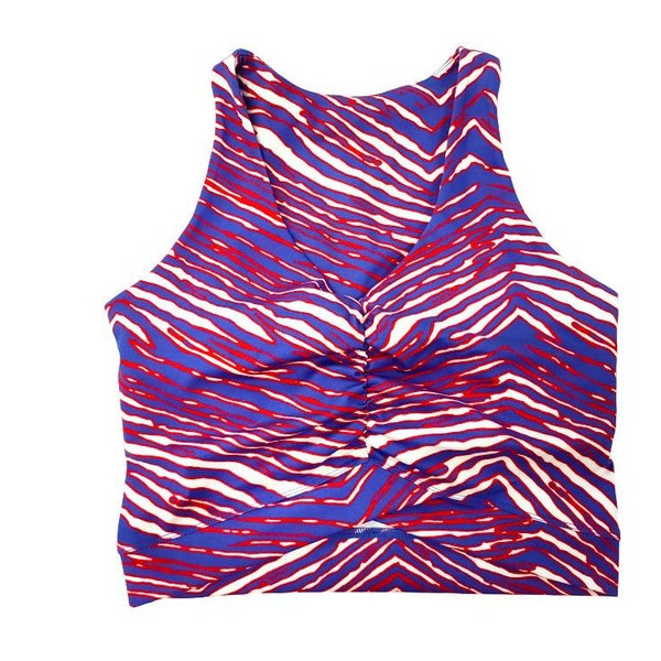Buffalo Football 3 in one red white blue striped tank top bathing suit sports bra. Zubabez Mafia Collection