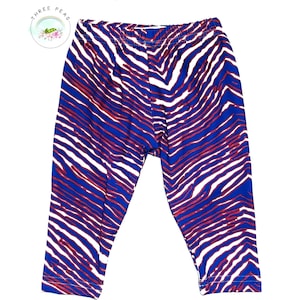 RESTOCKED!! Buffalo football zebra Inspired Zubabez Mafia leggings red white and blue.