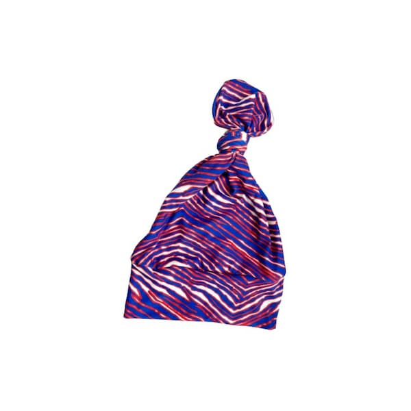 Mafia knot hat. Buffalo football. Red white and blue Zebra striped baby hat.