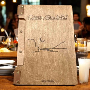 Okładka menu A4, Menu restauracji z logo, Uchwyt na menu, Okładka menu restauracji, Drewniany uchwyt na menu, Folder menu restauracji