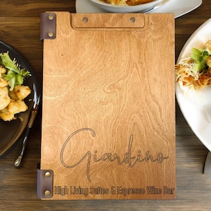 Drewniany uchwyt na menu A4, okładka na menu, menu restauracyjne z logo, uchwyt na menu, okładka na menu restauracyjne, teczka na menu restauracyjne