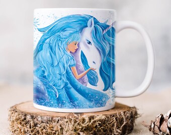 Cup with the unicorn and snow princess print