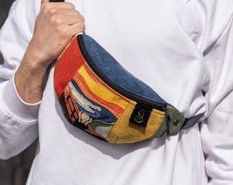 Bumbag Art Scream | sustainable patchwork textile art with zero waste upcycling