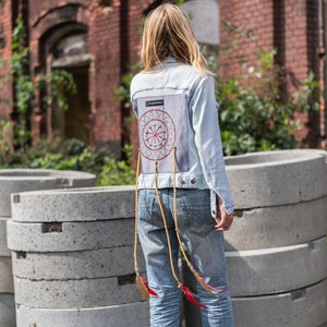 Dreamcatcher custom denim jacket jeans talisman zerowaste art Green-minded Free-spirited fashion image 1