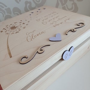 Scatola di legno per foto, regalo testimone di nozze, regalo di nozze, scatola personalizzata, scatola dei ricordi, soffione, bomboniera