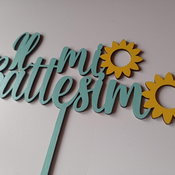 Cake topper Battesimo, topper battesimo, topper personalizzato, topper cake, cake topper comunione, decorazione in legno, decorazione torta