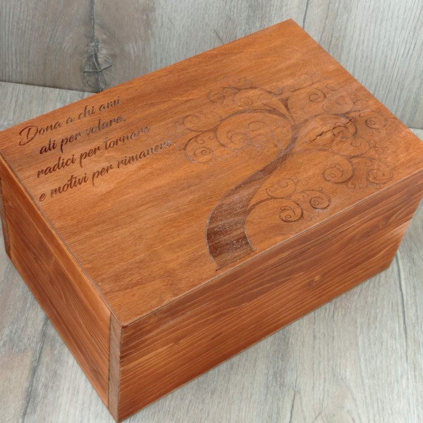 Taschenentleerer aus Holz, Box mit Deckel, Holzbehälter, Souvenirbox, Objekthalter, Lebensbaum aus Holz, Hochzeitsbox