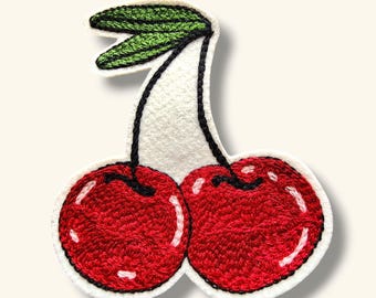 Cherry Iron-On Patch Chainstitch