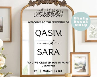 Customized Islamic Welcome to our Wedding Mirror Stickers Bismillah Calligraphy’s Gift Vinyl Sticker Decals CUSTOM