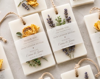 Personalized Soy Wax Sachets, Gender Reveal Baby Shower Favors, Botanical Keepsake