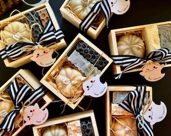 Halloween Candle, Pumpkin Candle, Fall Decor, Fall Soap, Fall Candle, Halloween Basket, Halloween Gift, Holiday Gift Box, Engraved Box