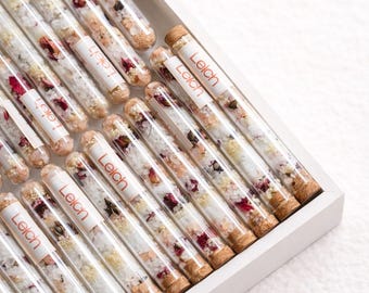 Botanical Bath Salt Favors: Aromatherapy Shower Gifts in Tubes