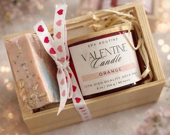 Soy Candle and Soap Gift Set, Cozy Self Care Box, Candle & Soap Duo, Valentine Ready Gift, Handmade Spa Set