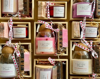 Valentine Gift for Her, Spa Gift Set with Soy Candle & Soap, Romantic Self Care Gift, Ready to Gift