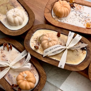 Wooden dough bowl Thanksgiving Candles, autumn decorations, fall decor, Thanksgiving candle, pumpkin gift candle, Fall host gift
